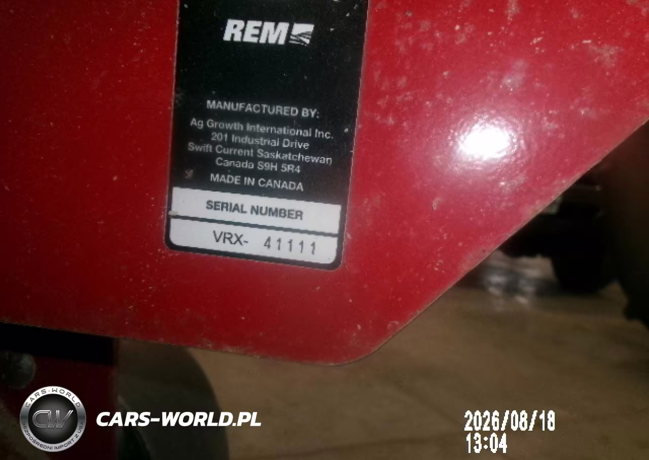 2019 Agi Rem Vrx Grain Vacuum - Grain Auger VIN:41111 - 3