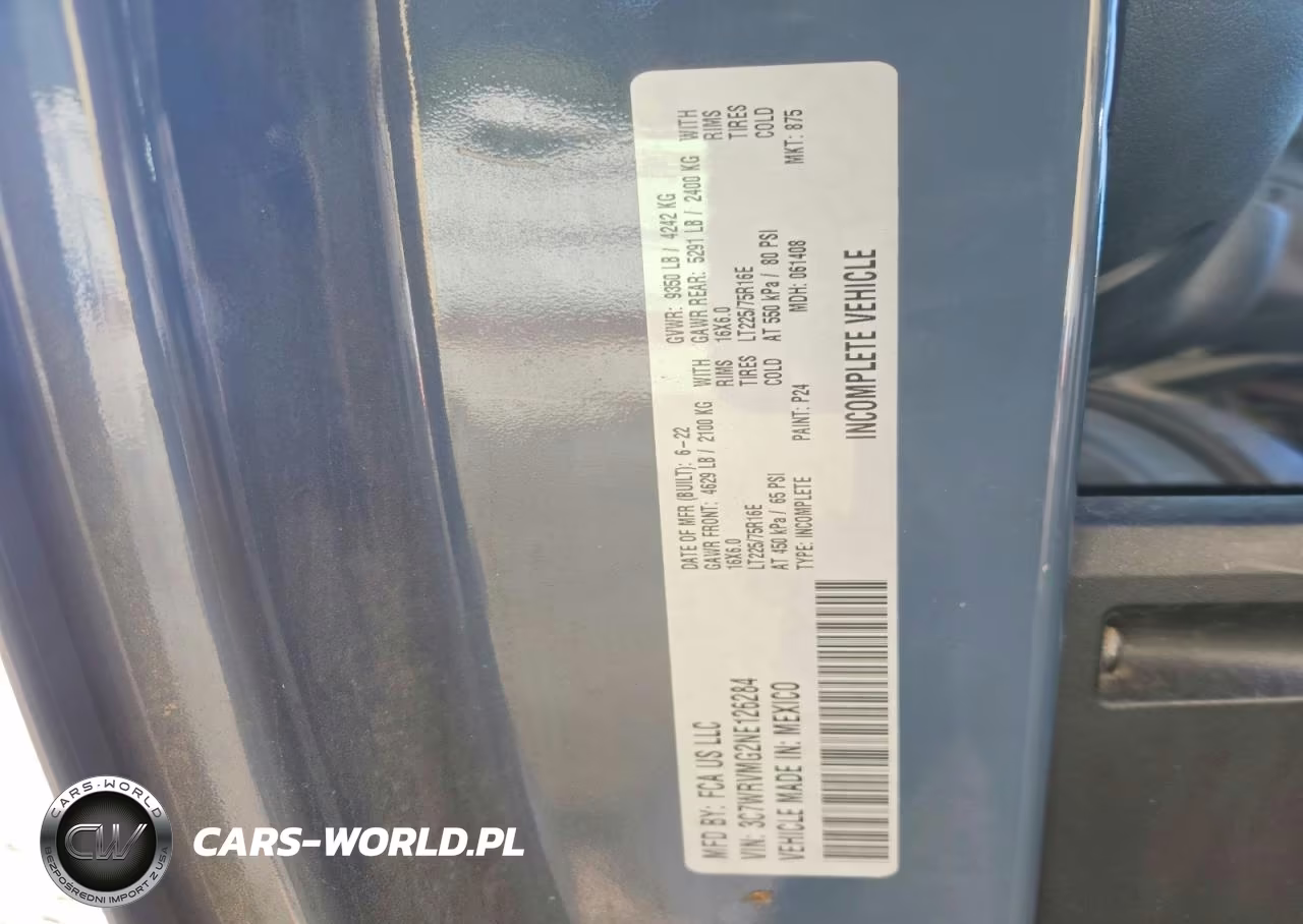 2022 Ram Promaster 3500 Delivery Truck VIN:3C7WRVMG2NE126284 - 13