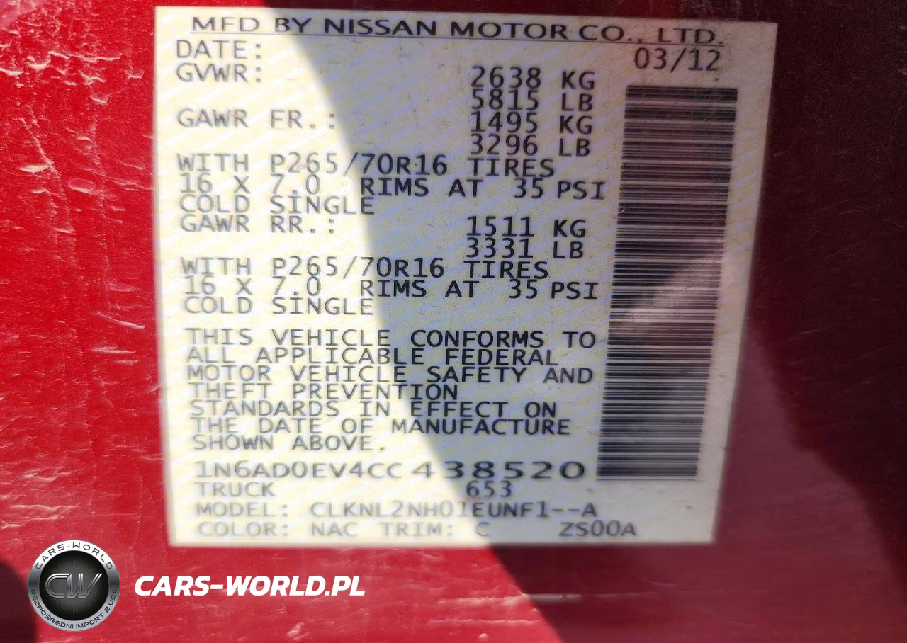 2012 Nissan Frontier S VIN:1N6AD0EV4CC438520 - 12