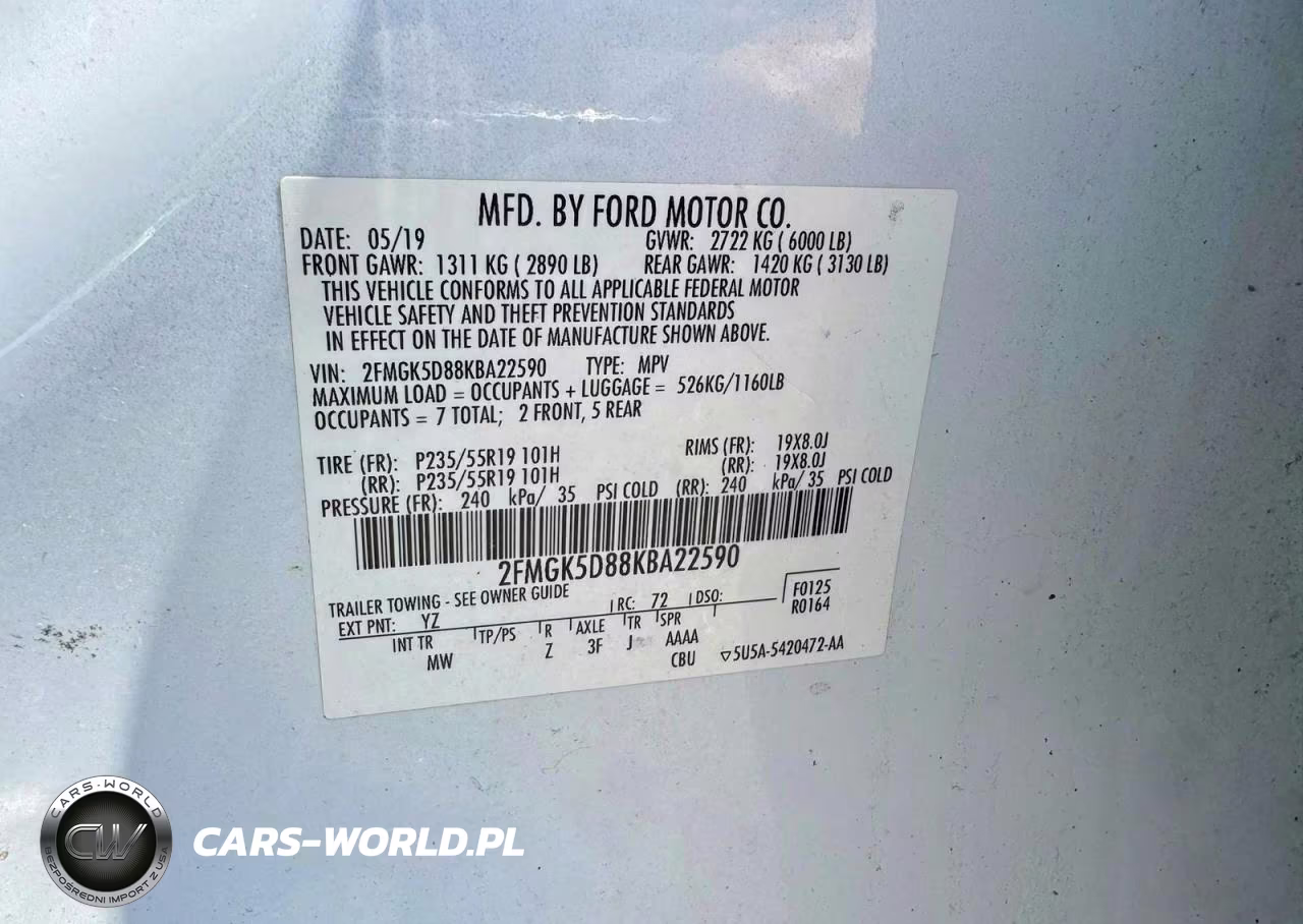 2019 Ford Flex Limited VIN:2FMGK5D88KBA22590 - 10