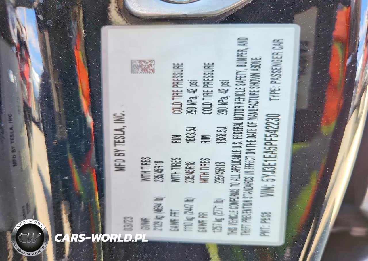 2023 Tesla Model 3 VIN:5YJ3E1EA5PF542230 - 12