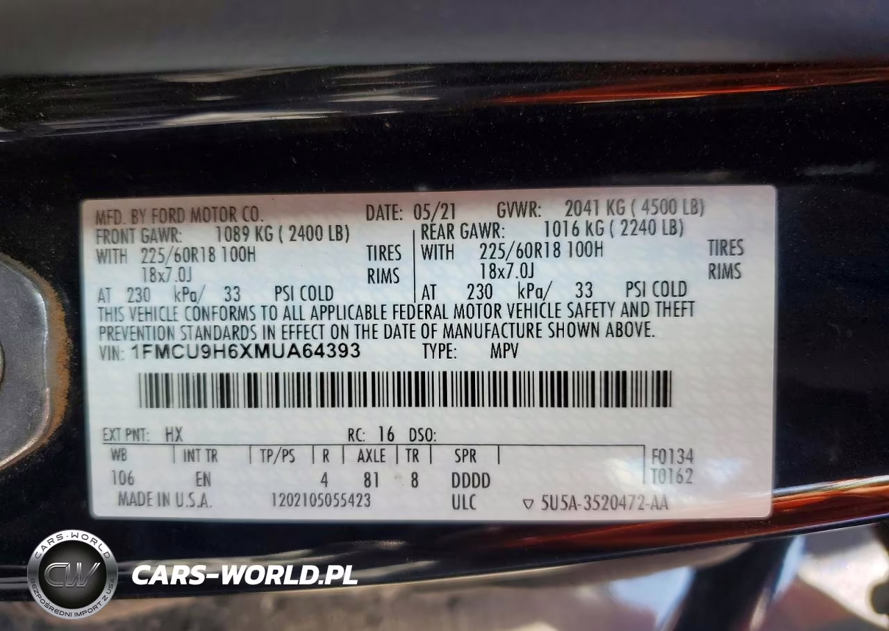 2021 Ford Escape Sel VIN:1FMCU9H6XMUA64393 - 14