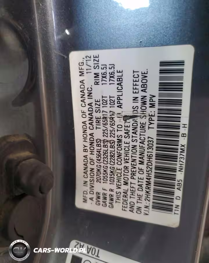 2013 Honda Cr-V Ex VIN:2HKRM4H52DH613037 - 13