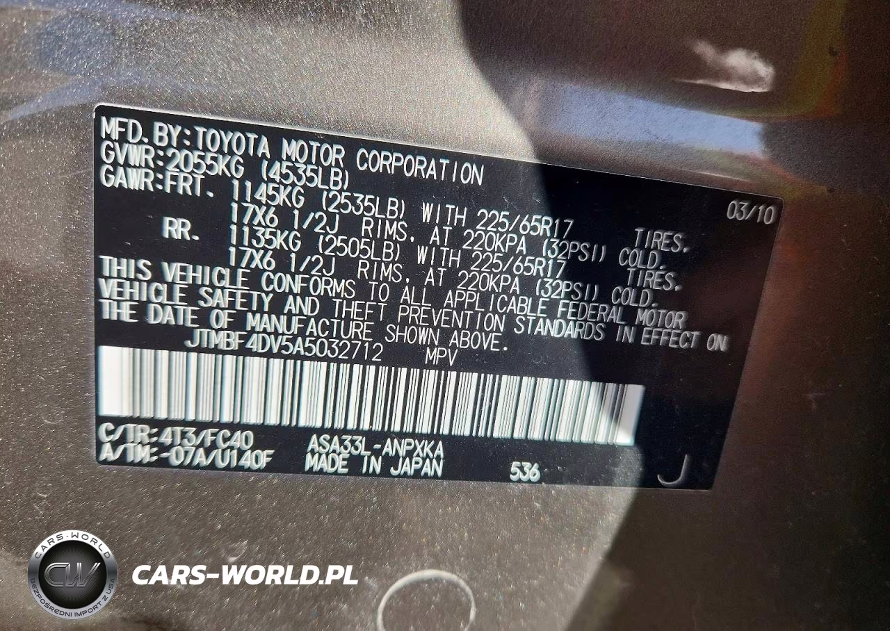 2010 Toyota Rav4 Base VIN:JTMBF4DV5A5032712 - 13
