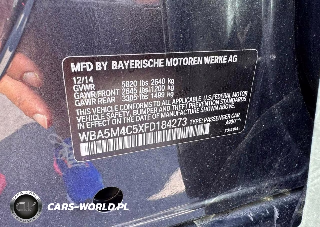 2015 BMW 535 Xigt VIN:WBA5M4C5XFD184273 - 13
