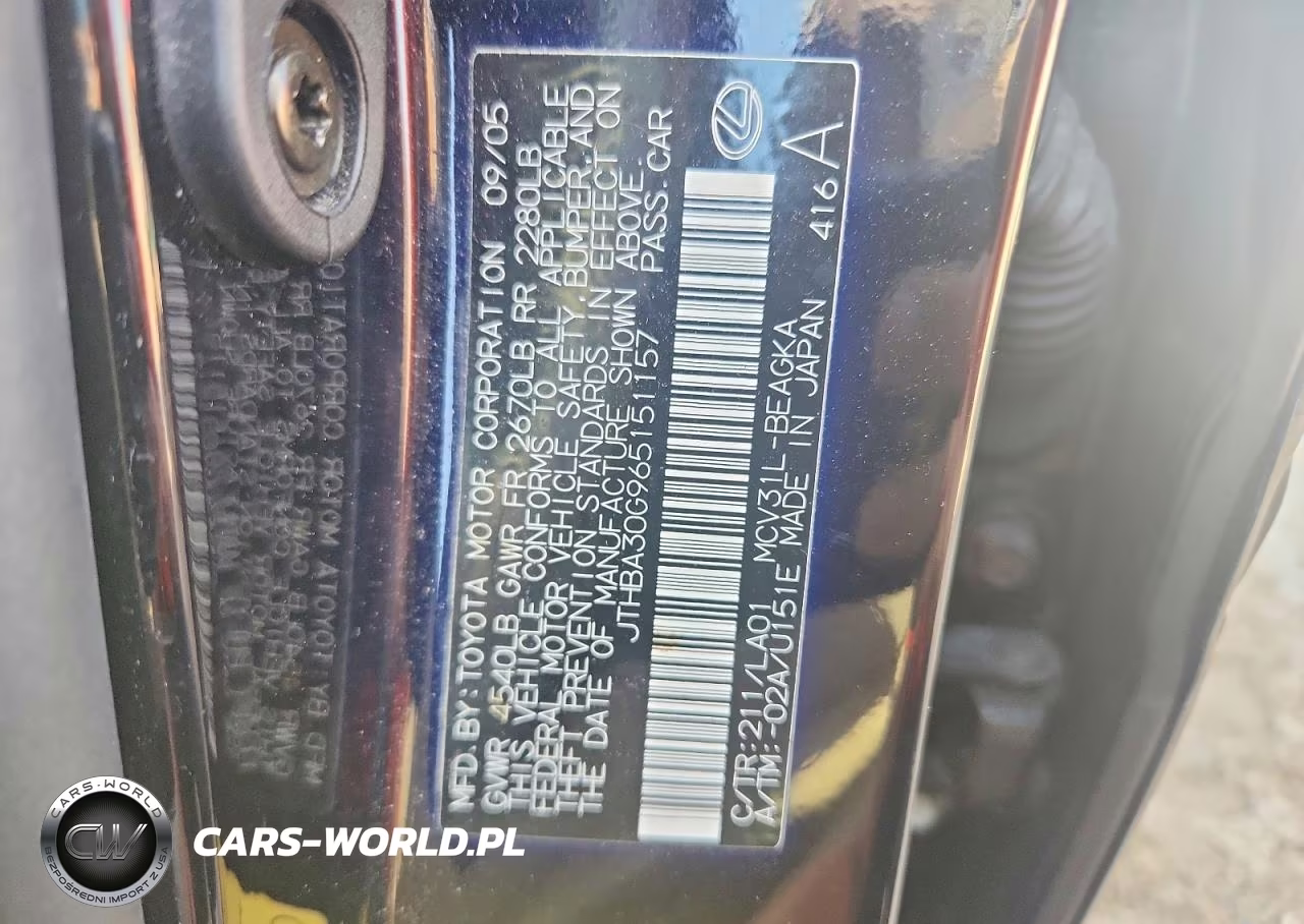 2006 Lexus Es 330 VIN:JTHBA30G965151157 - 12
