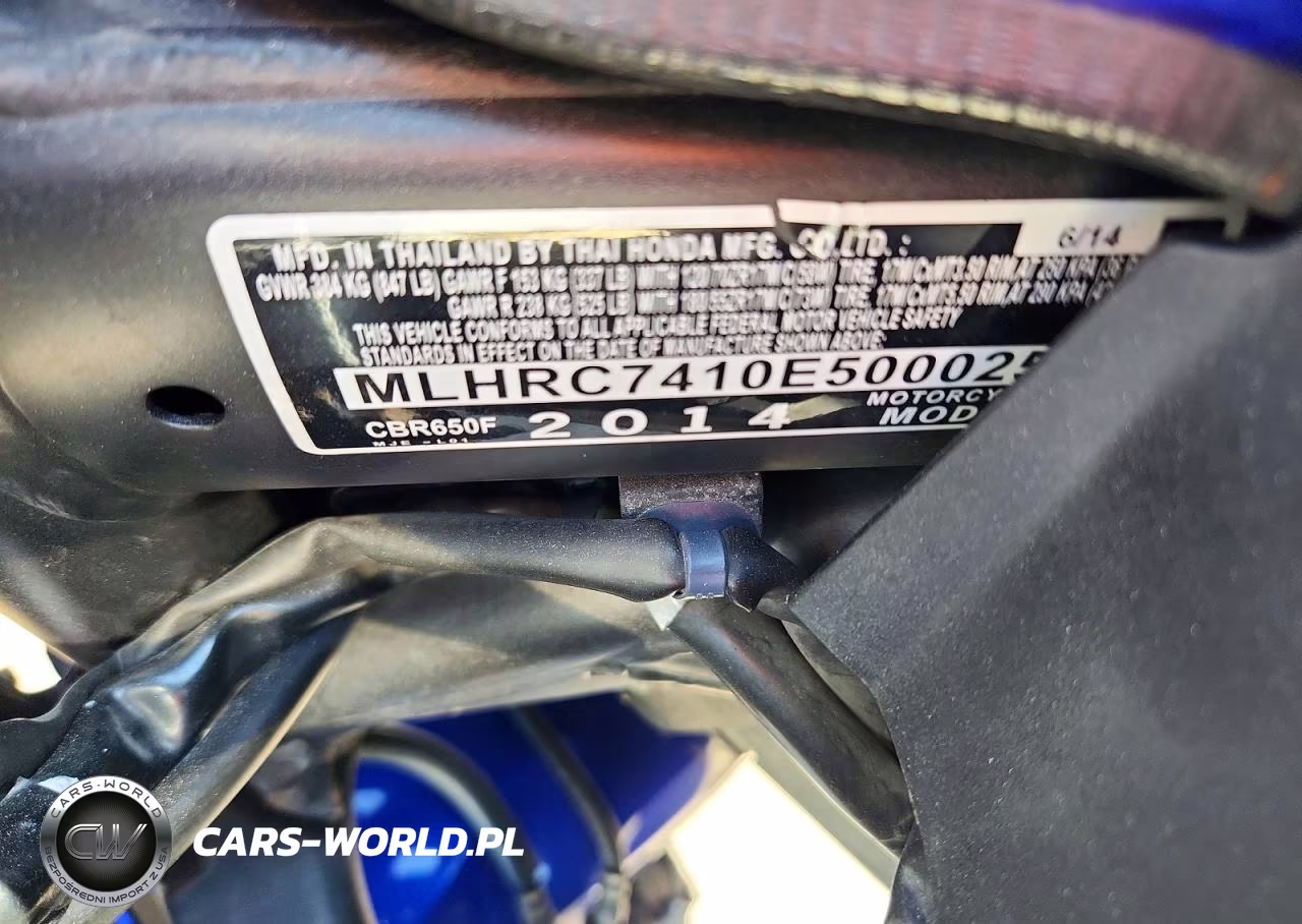 2014 Honda Cbr650 F VIN:MLHRC7410E5000257 - 9