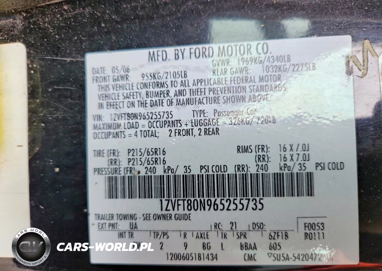 2006 Ford Mustang VIN:1ZVFT80N965255735 - 12