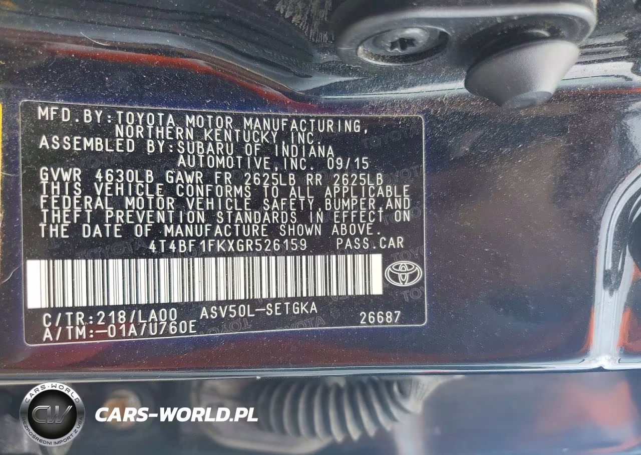 2016 Toyota Camry Xle VIN:4T4BF1FKXGR526159 - 13