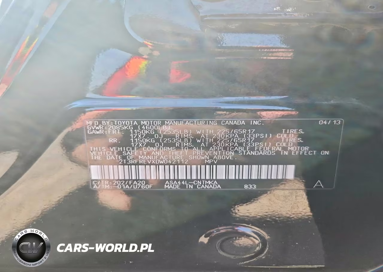 2013 Toyota Rav4 Xle VIN:2T3RFREVXDW042112 - 12