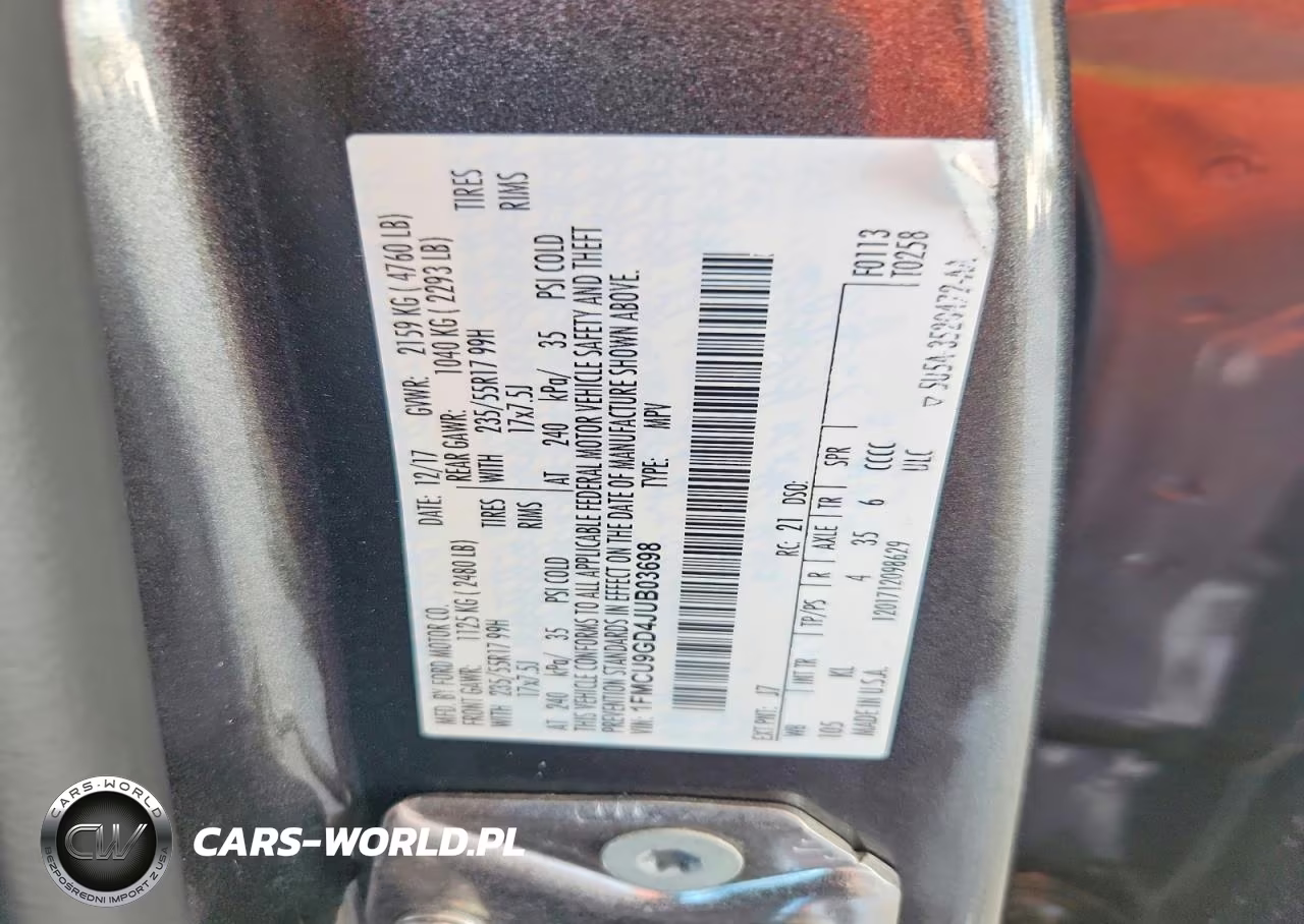 2018 Ford Escape Se VIN:1FMCU9GD4JUB03698 - 12