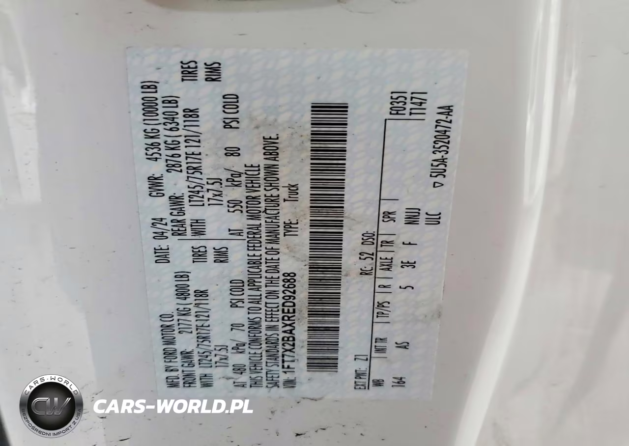 2024 Ford F250 Super Duty VIN:1FT7X2BAXRED92688 - 14