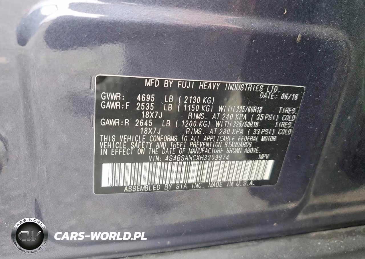 2017 Subaru Outback 2.5I Limited VIN:4S4BSANCXH3209974 - 13