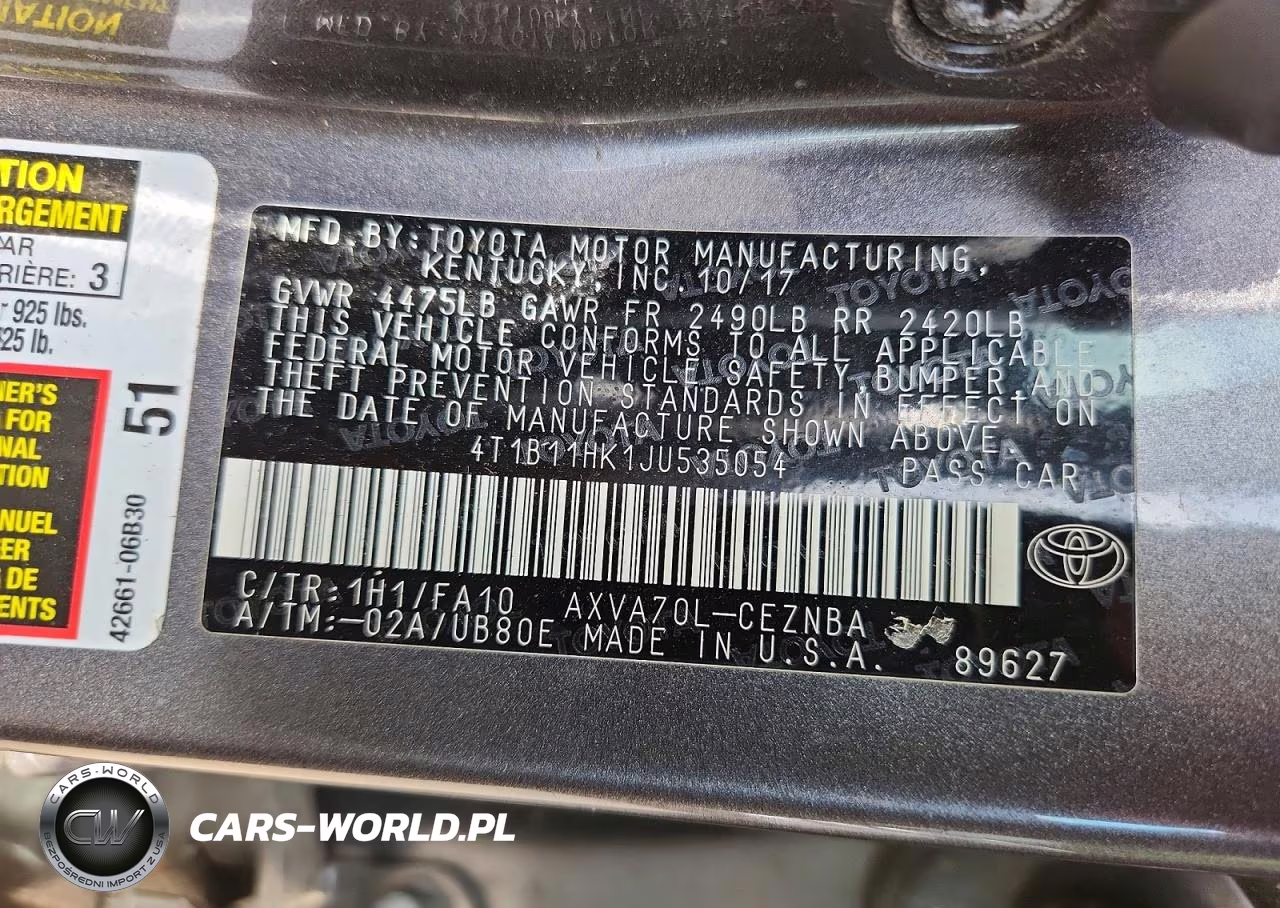 2018 Toyota Camry Le VIN:4T1B11HK1JU535054 - 12