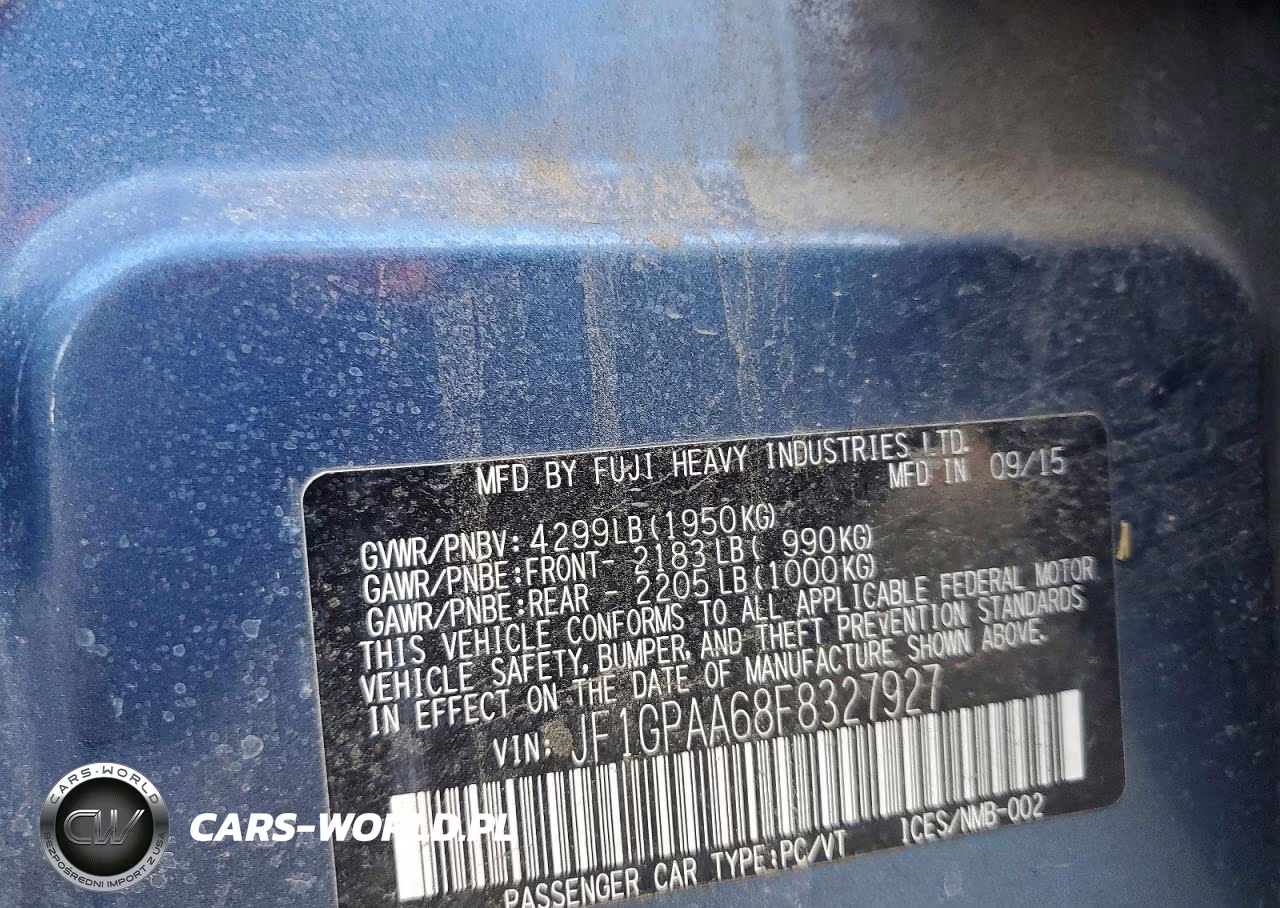 2015 Subaru Impreza VIN:JF1GPAA68F8327927 - 12