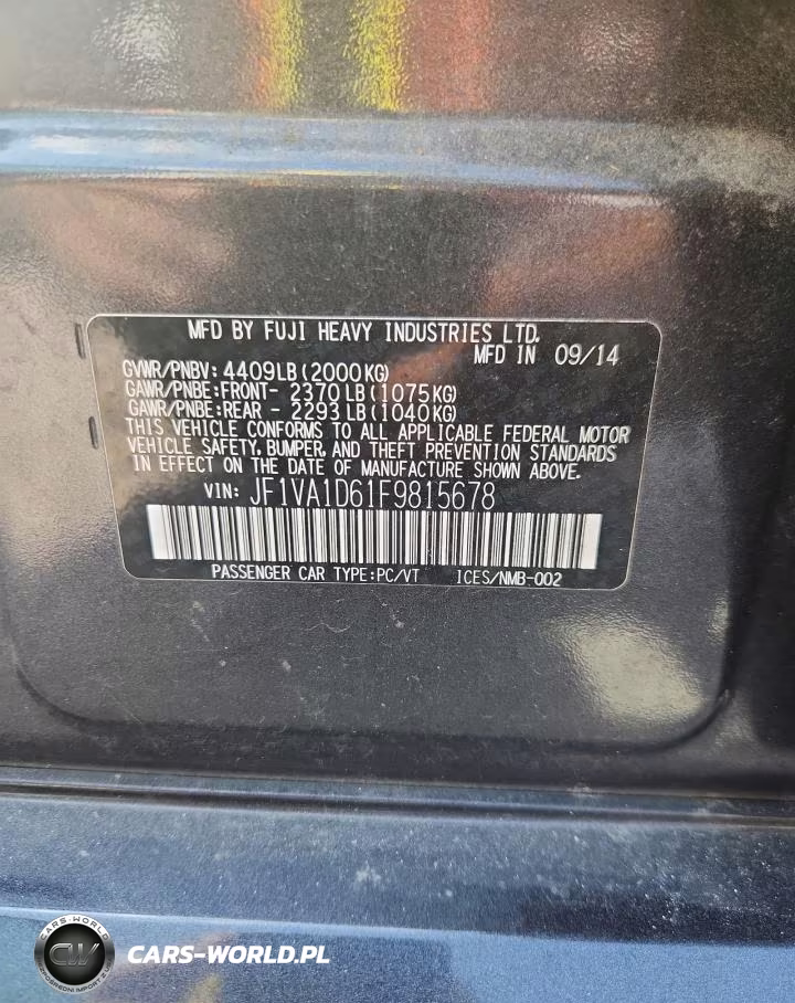 2015 Subaru Wrx Premium VIN:JF1VA1D61F9815678 - 12