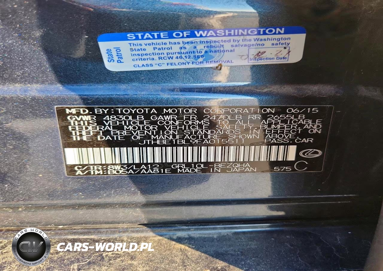 2015 Lexus Gs 350 VIN:JTHBE1BL9FA015511 - 12