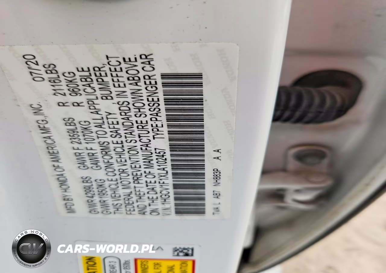 2020 Honda Accord Lx VIN:1HGCV1F1XLA102457 - 12
