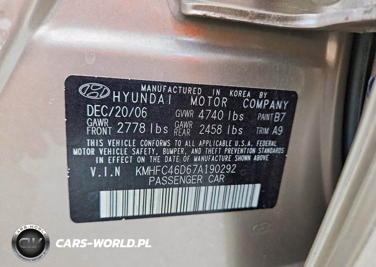 2007 Hyundai Azera Gls VIN:KMHFC46D67A190292 - 12