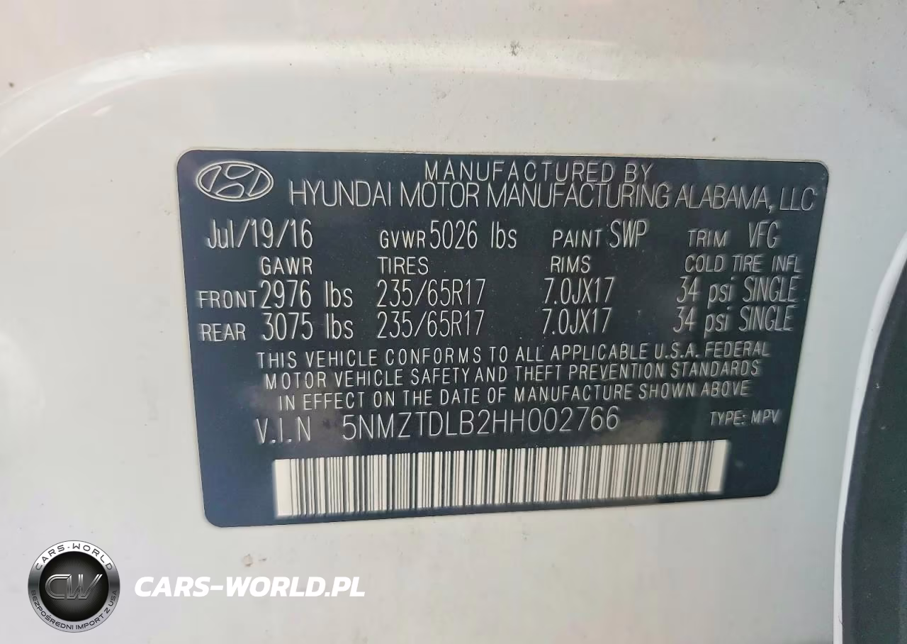 2017 Hyundai Santa Fe Sport 2.4L VIN:5NMZTDLB2HH002766 - 13