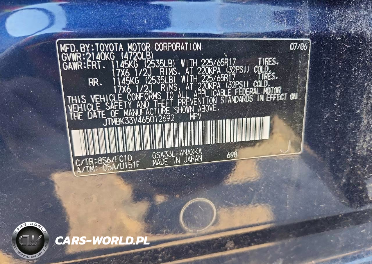 2006 Toyota Rav4 Base VIN:JTMBK33V465012692 - 12