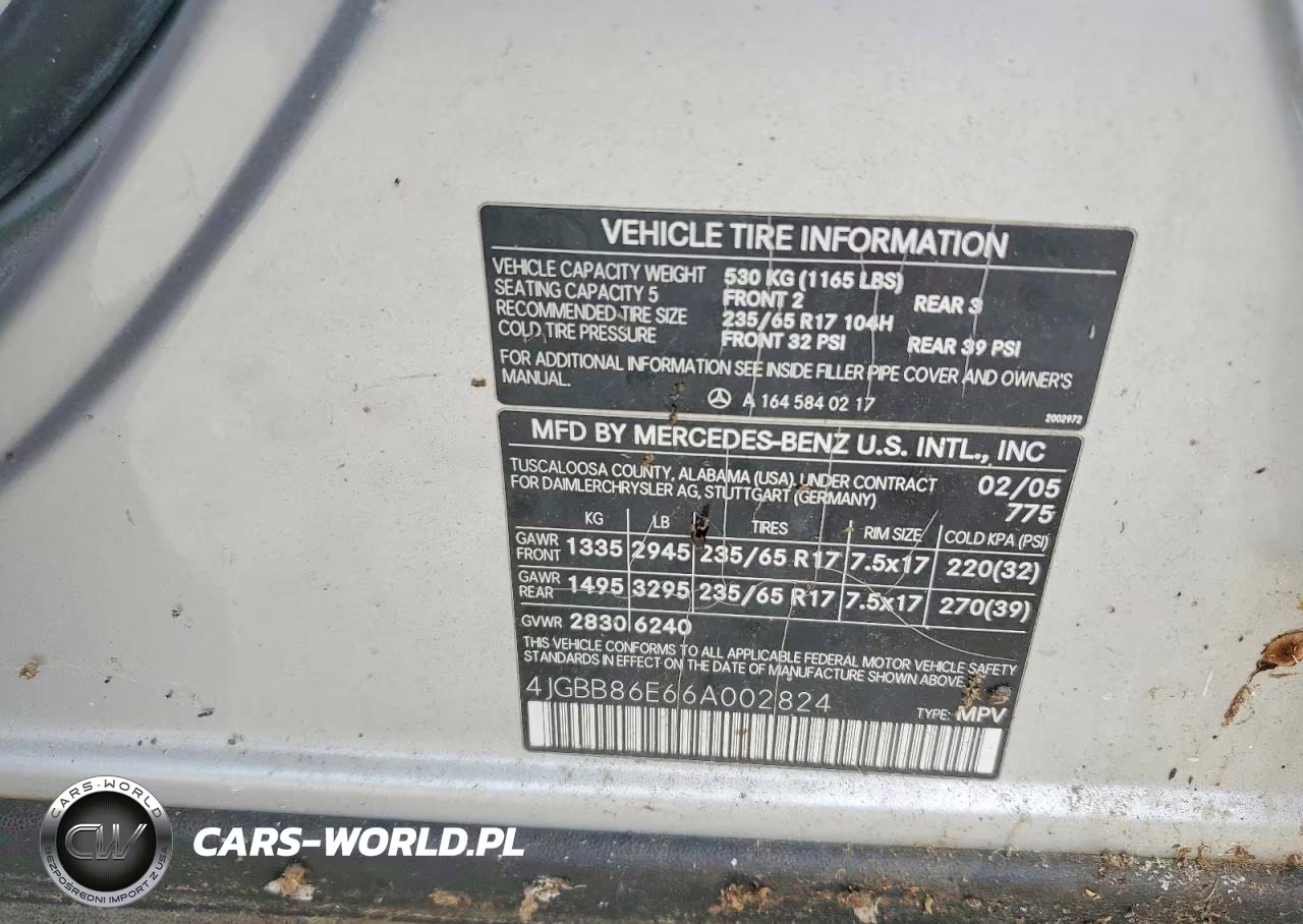 2006 Mercedes-Benz Ml 350 VIN:4JGBB86E66A002824 - 13