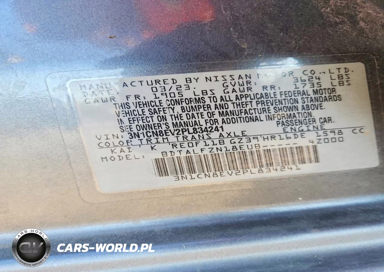 2023 Nissan Versa Sv VIN:3N1CN8EV2PL834241 - 12
