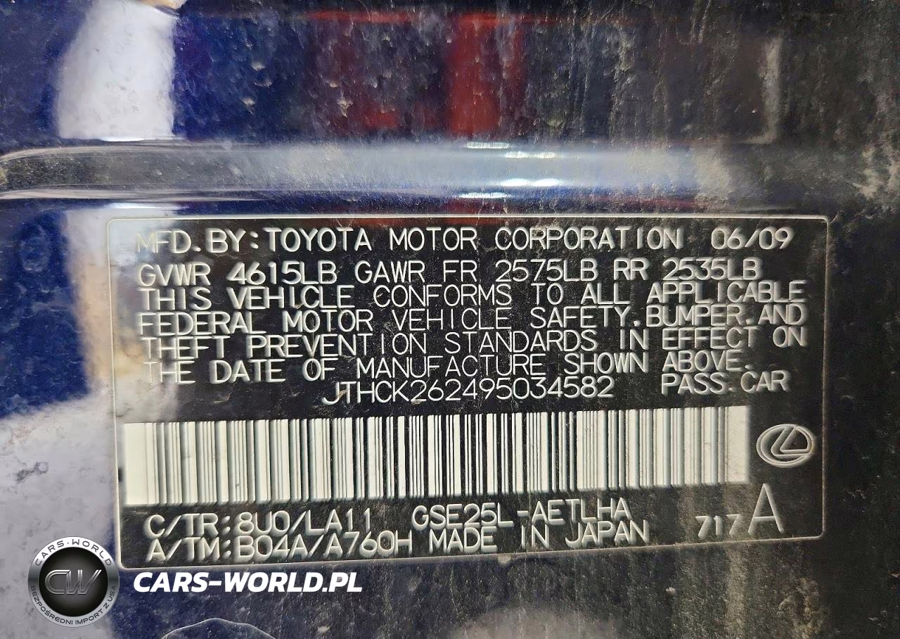 2009 Lexus Is 250 VIN:JTHCK262495034582 - 12
