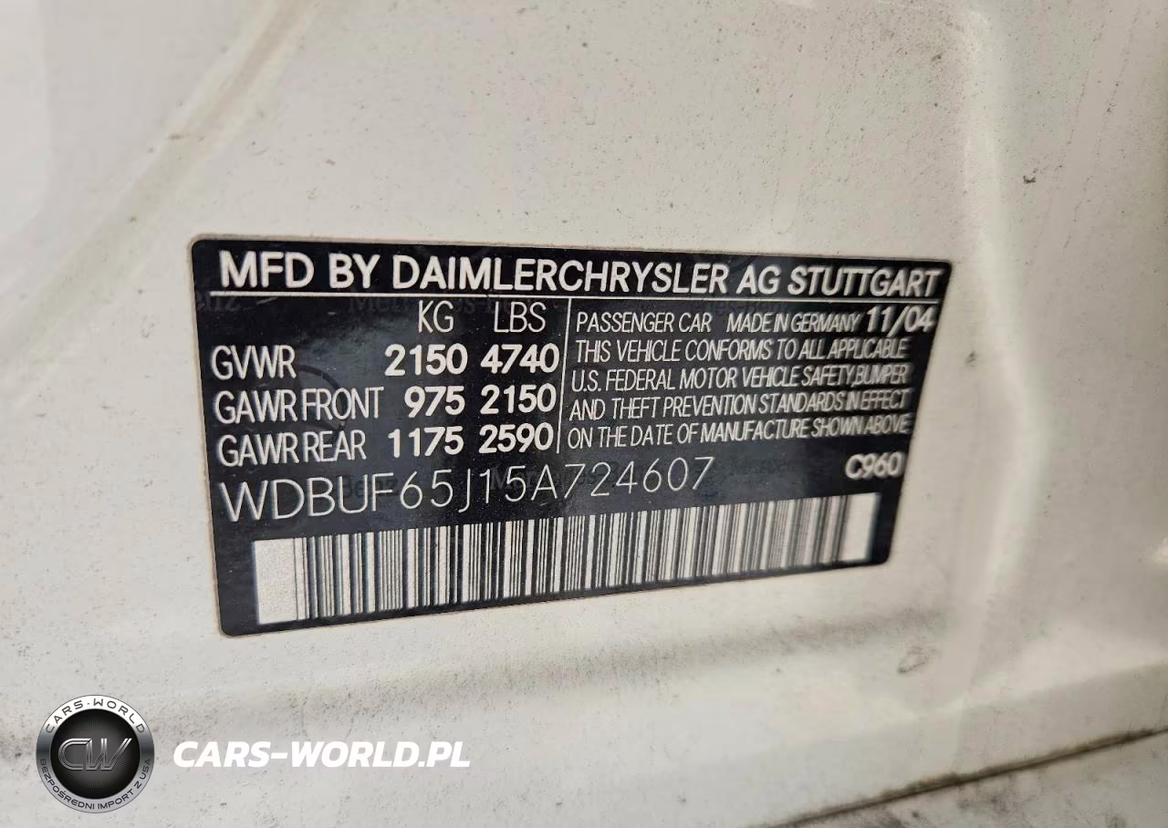 2005 Mercedes-Benz E 320 VIN:WDBUF65J15A724607 - 12
