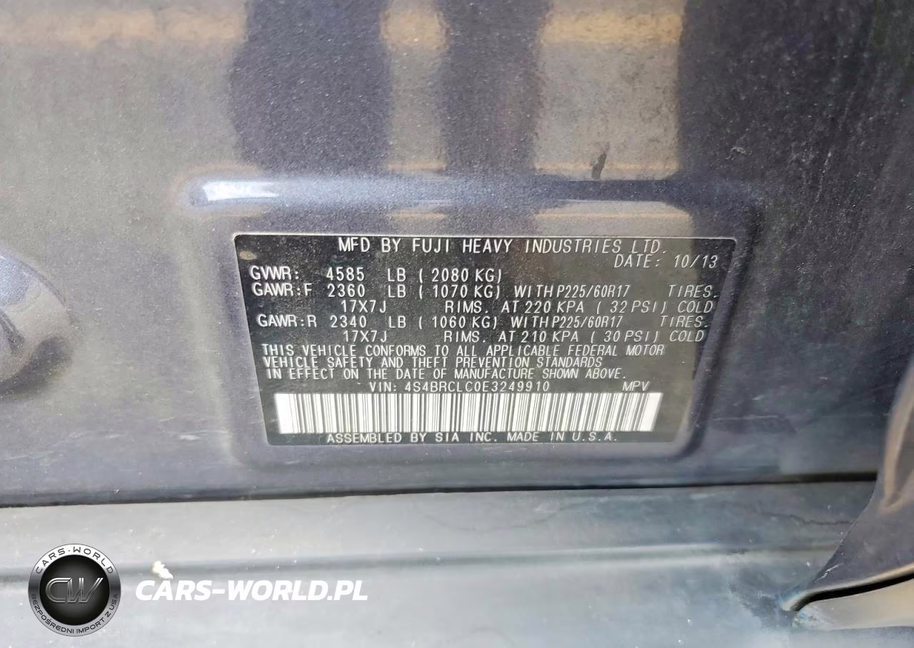 2014 Subaru Outback 2.5I Limited VIN:4S4BRCLC0E3249910 - 13