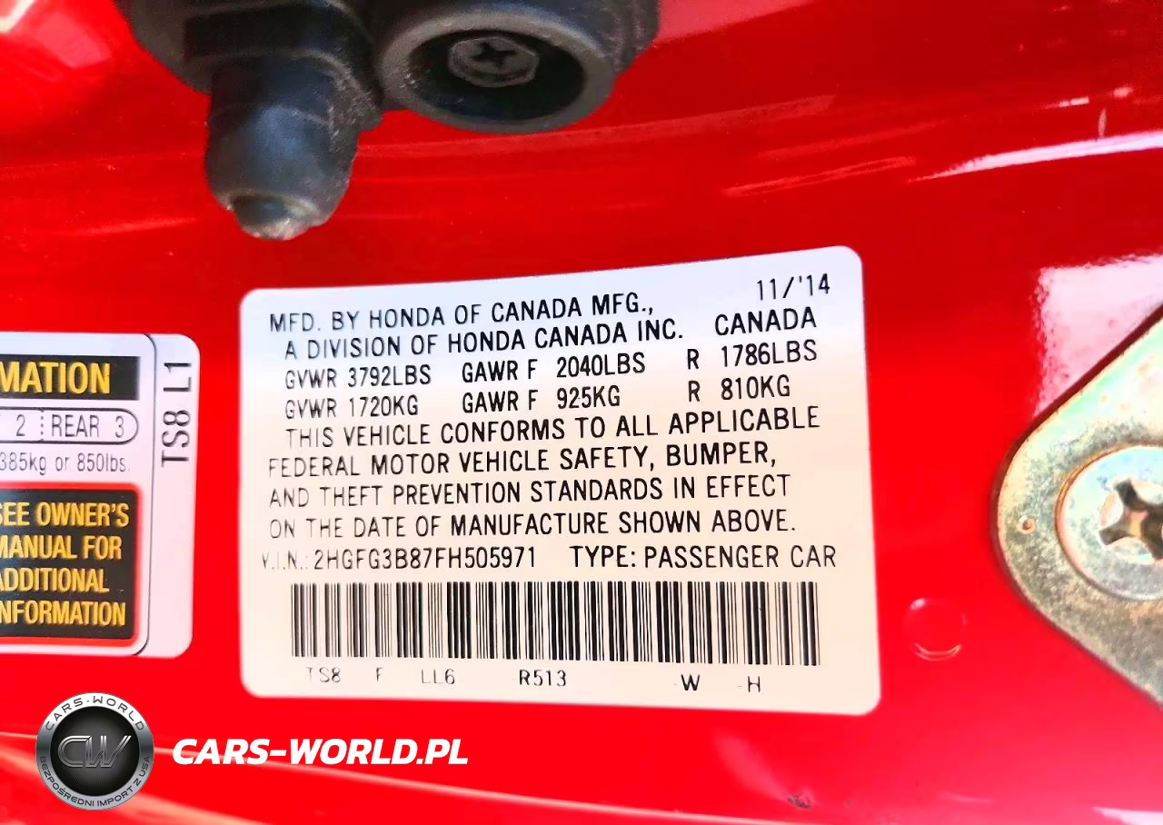 2015 Honda Civic VIN:2HGFG3B87FH505971 - 12