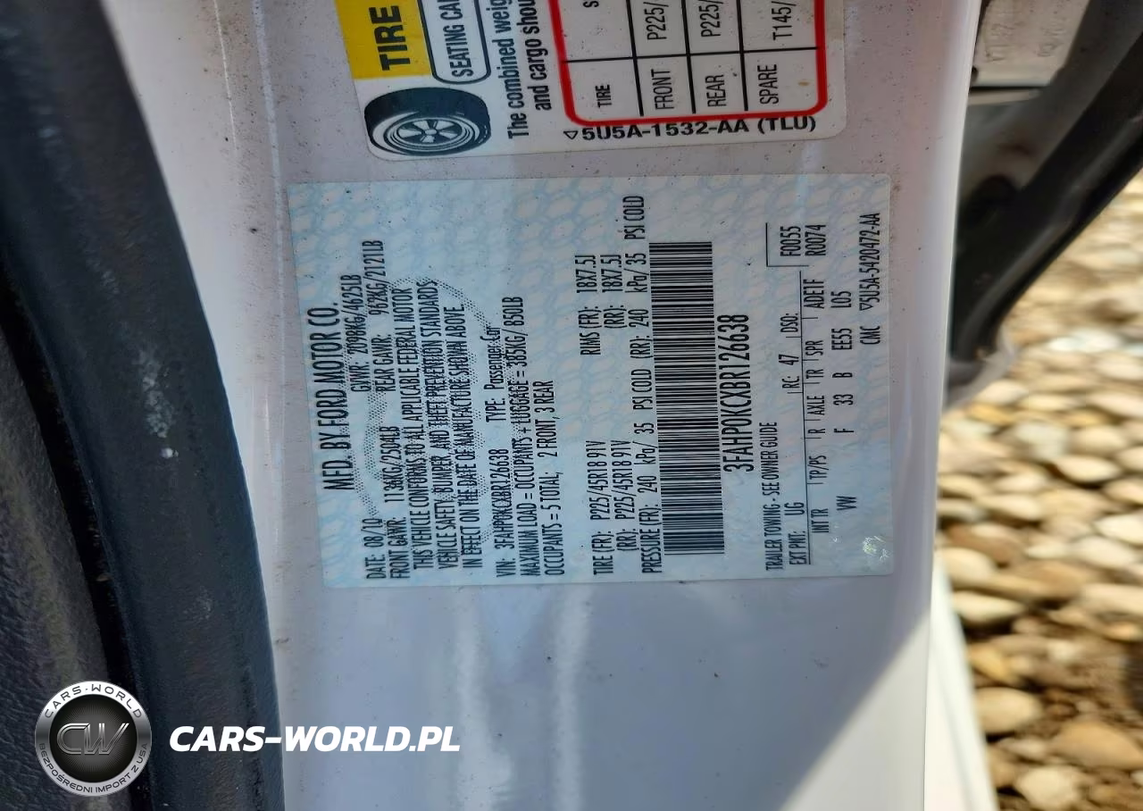 2011 Ford Fusion Sport VIN:3FAHP0KCXBR126638 - 12