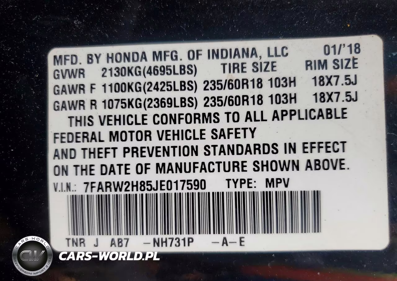 2018 Honda Cr-V Exl VIN:7FARW2H85JE017590 - 13