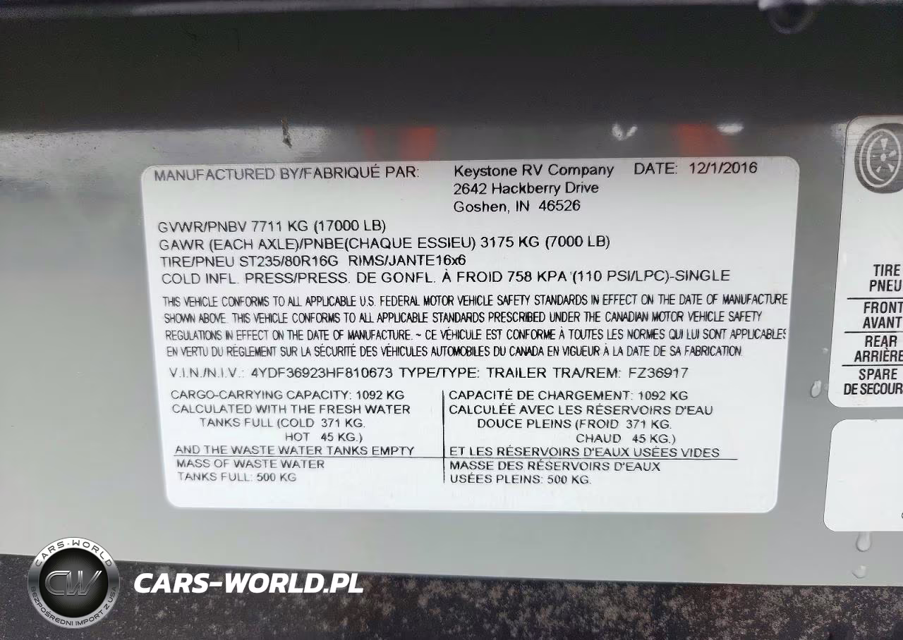 2017 Keystone Fuzion Camper VIN:4YDF36923HF810673 - 8