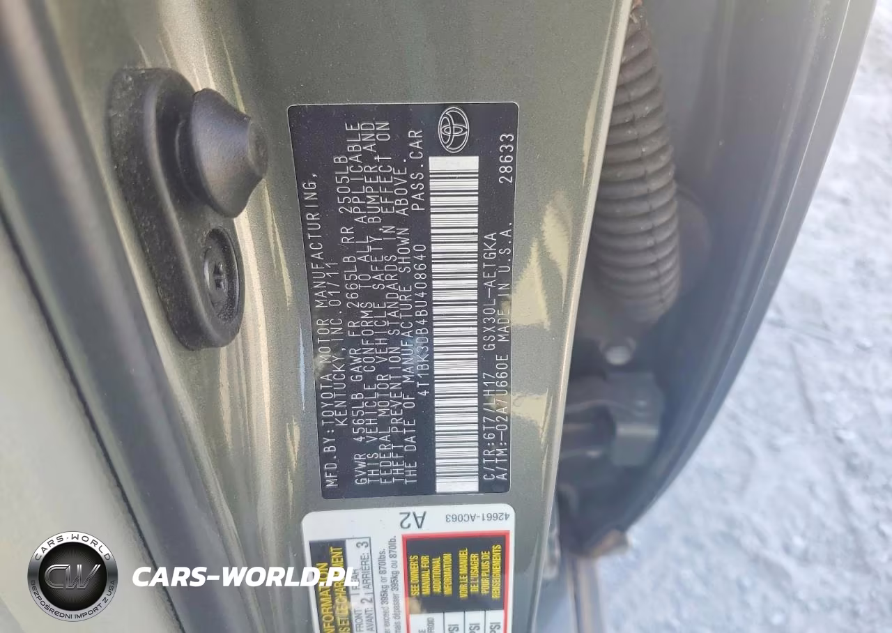 2011 Toyota Avalon Base VIN:4T1BK3DB4BU408640 - 12
