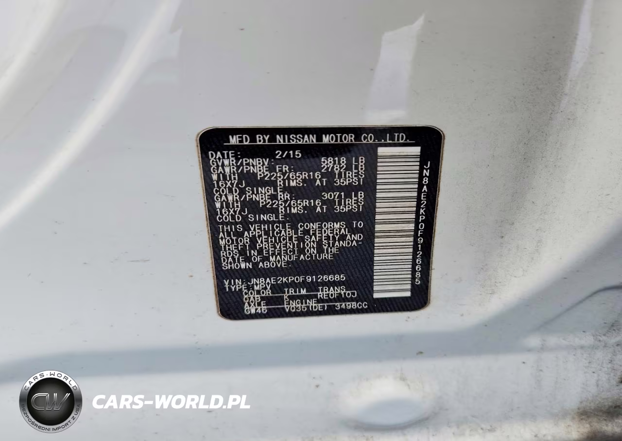 2015 Nissan Quest 3.5 Sv VIN:JN8AE2KP0F9126685 - 13