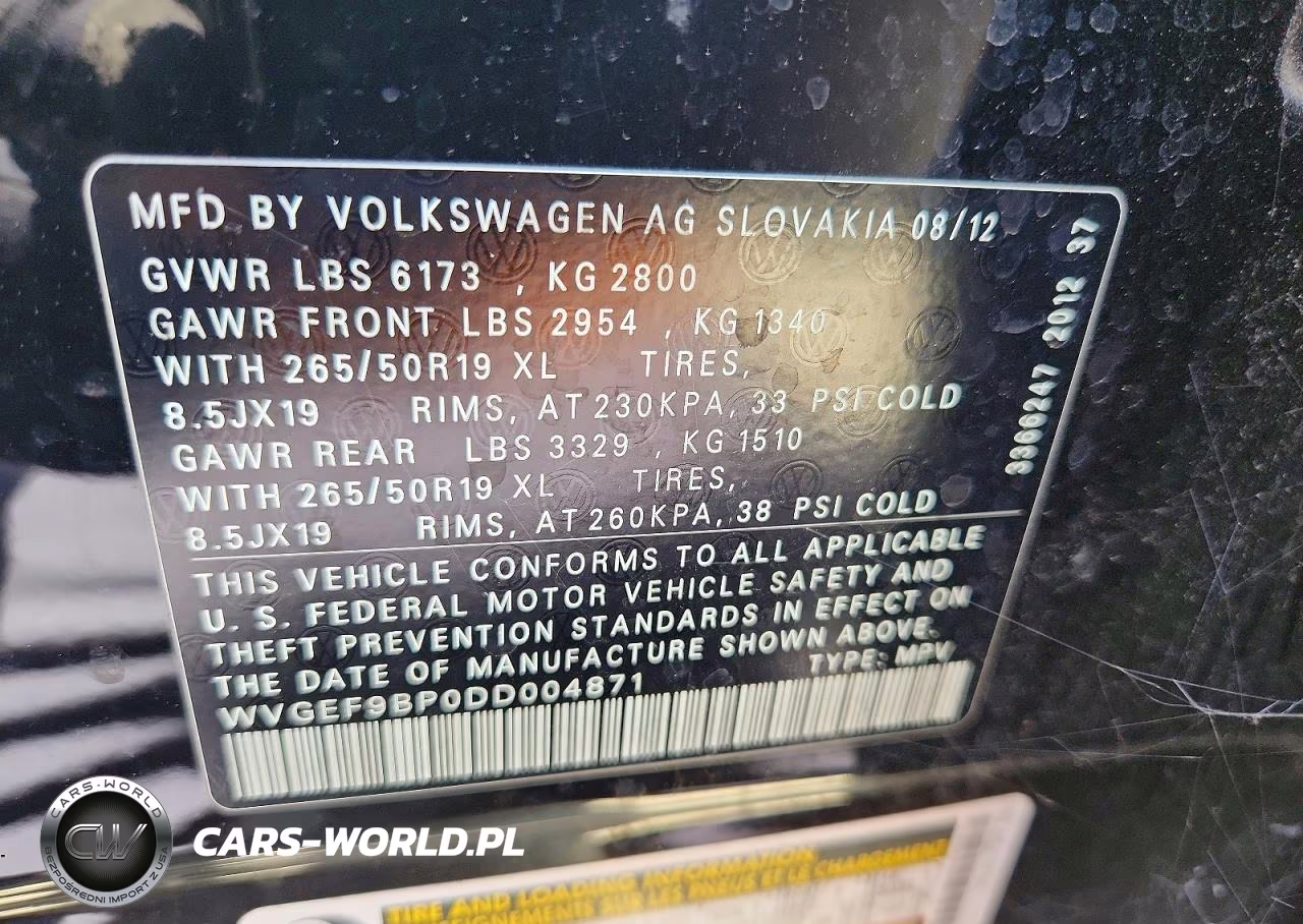 2013 Volkswagen Touareg V6 VIN:WVGEF9BP0DD004871 - 13