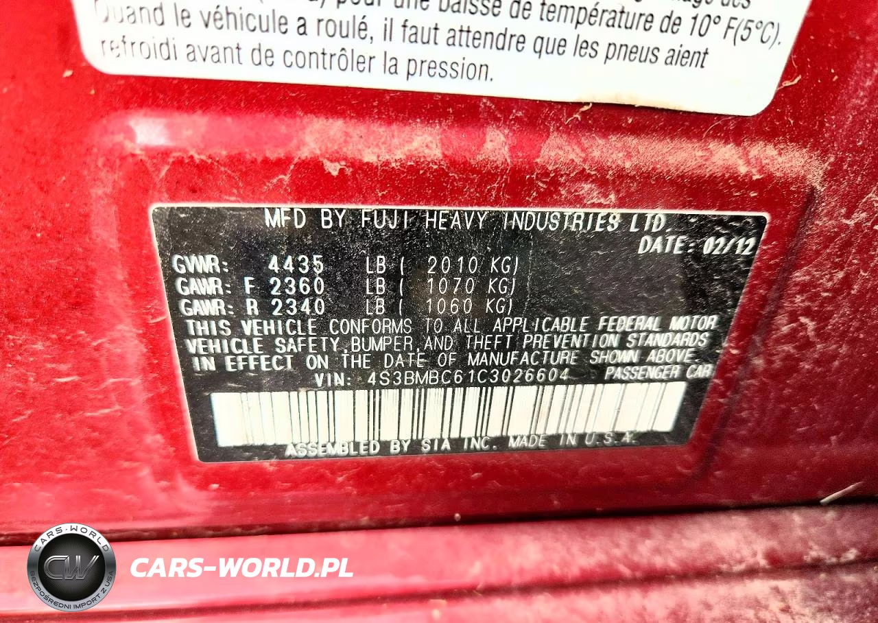 2012 Subaru Legacy 2.5I Premium VIN:4S3BMBC61C3026604 - 12