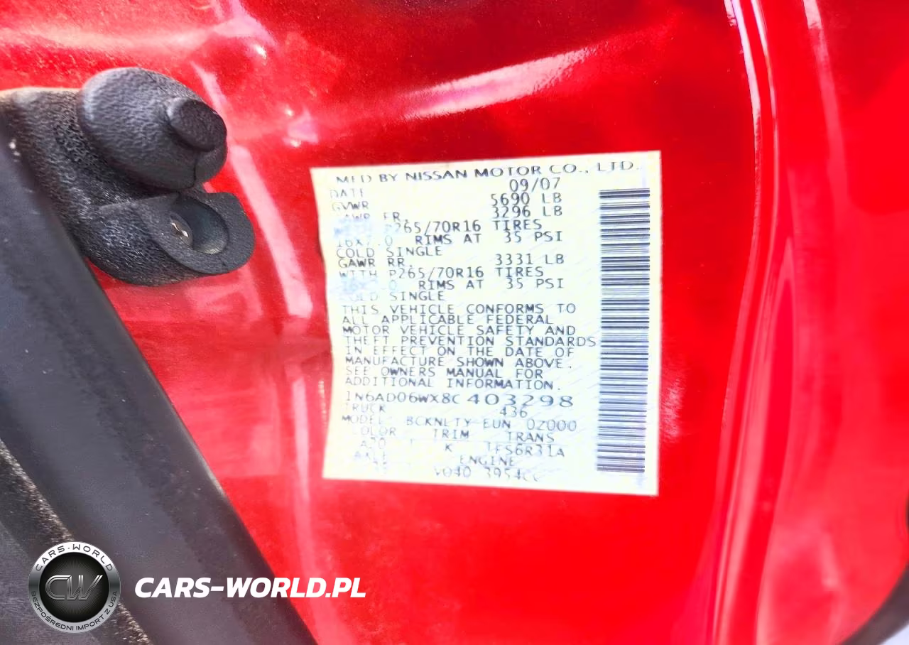 2008 Nissan Frontier Se V6 VIN:1N6AD06WX8C403298 - 12