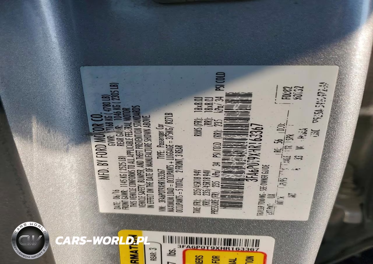 2017 Ford Fusion Se VIN:3FA6P0T9XHR163367 - 12
