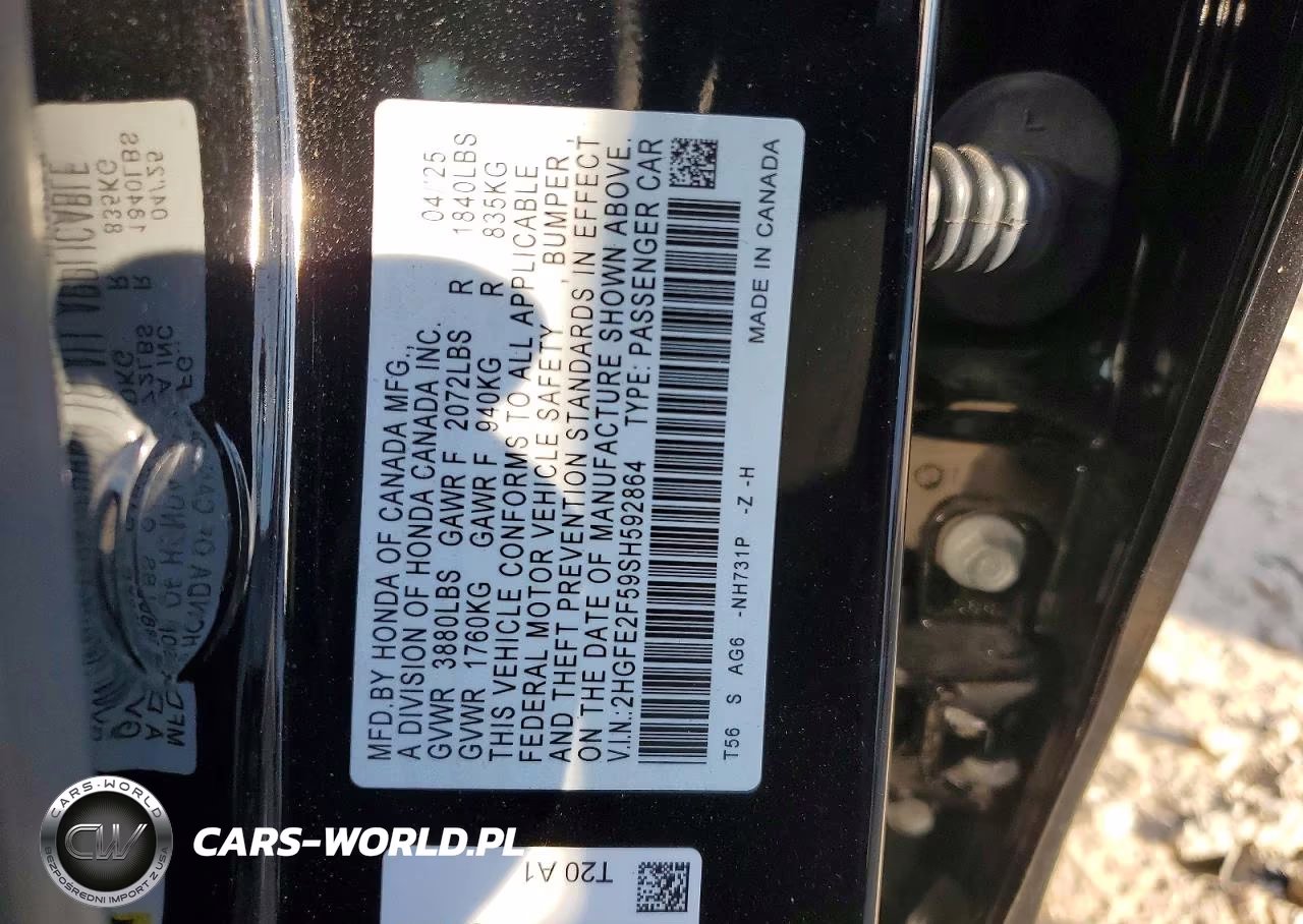 2025 Honda Civic Sport VIN:2HGFE2F59SH592864 - 13