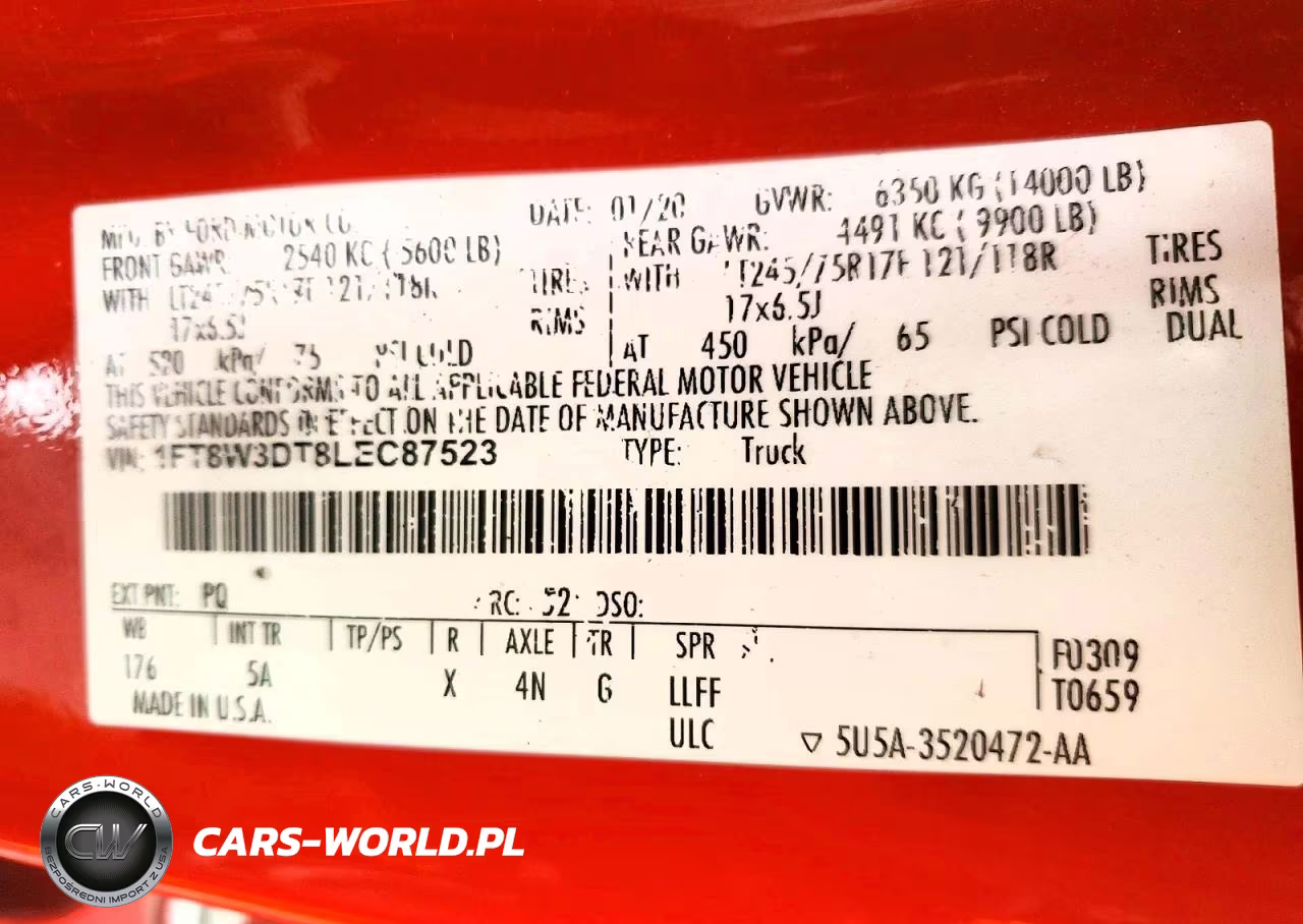2020 Ford F350 Super Duty VIN:1FT8W3DT8LEC87523 - 12
