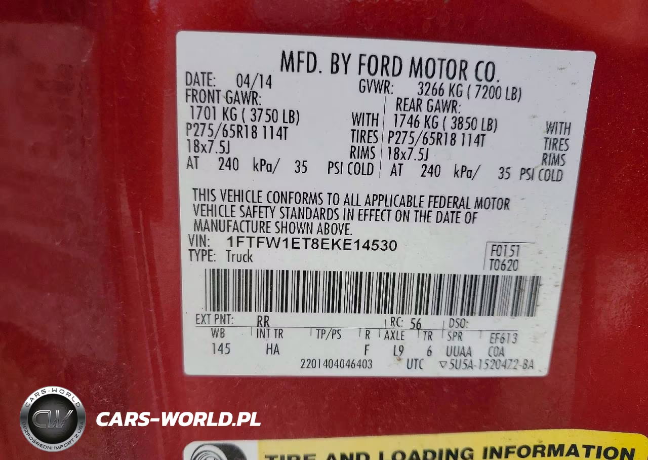 2014 Ford F150 Supercrew VIN:1FTFW1ET8EKE14530 - 12