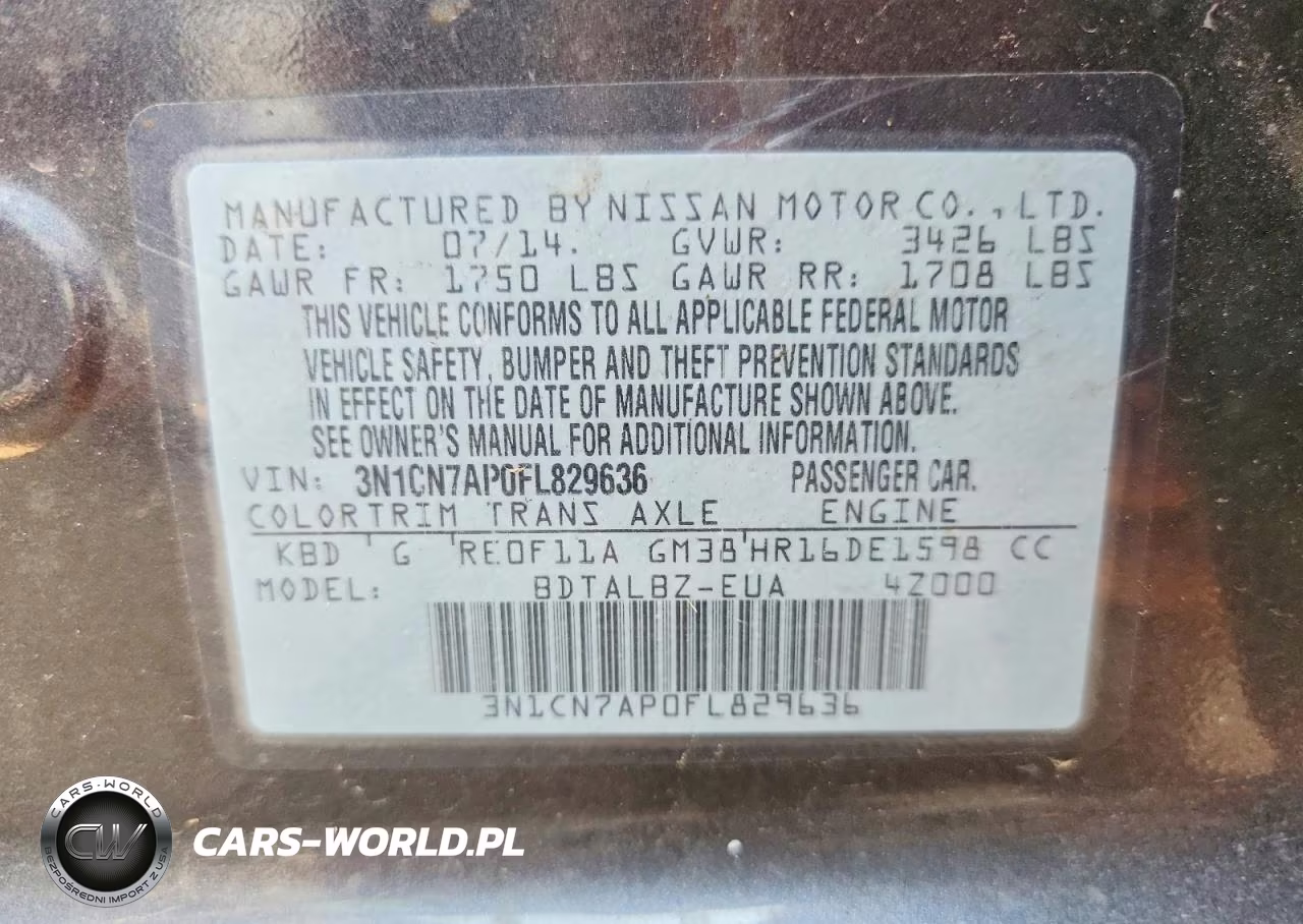 2015 Nissan Versa 1.6 Sv VIN:3N1CN7AP0FL829636 - 12