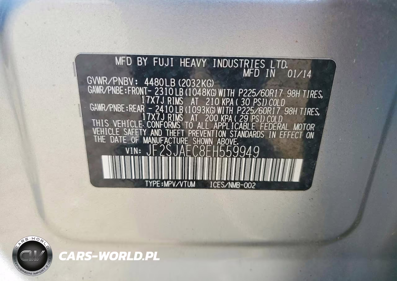 2014 Subaru Forester 2.5I Premium VIN:JF2SJAEC8EH559949 - 13