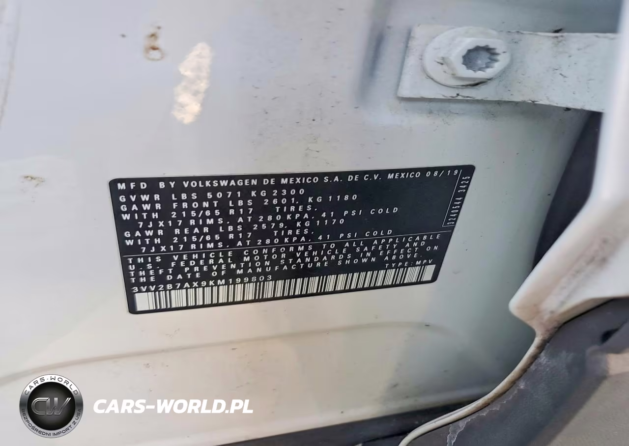 2019 Volkswagen Tiguan Se VIN:3VV2B7AX9KM199803 - 12