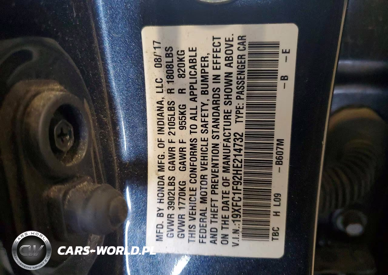2017 Honda Civic Touring VIN:19XFC1F92HE214732 - 13