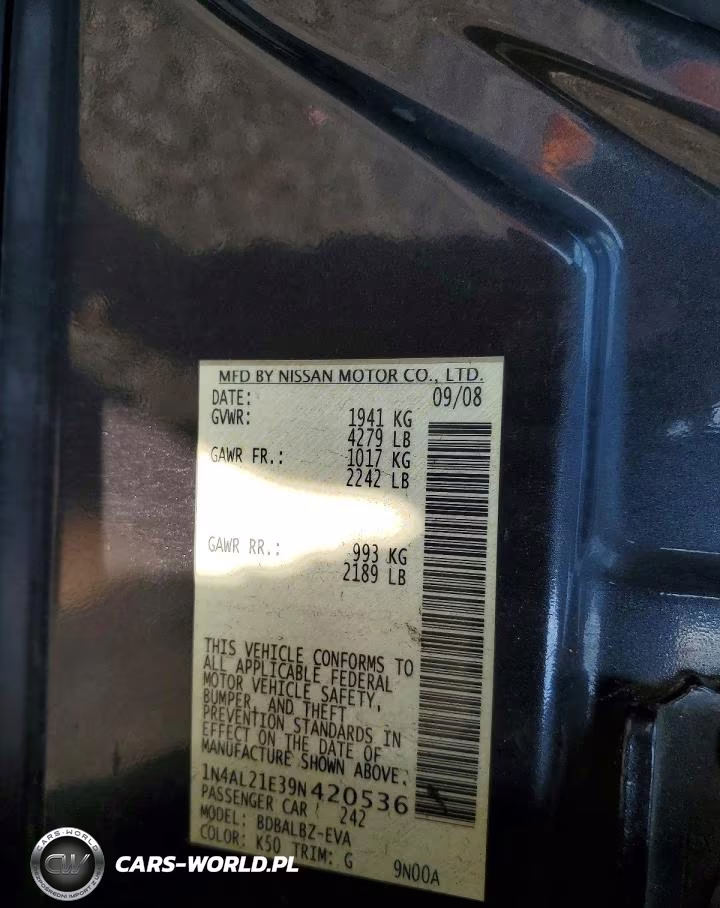 2009 Nissan Altima 2.5 VIN:1N4AL21E39N420536 - 12