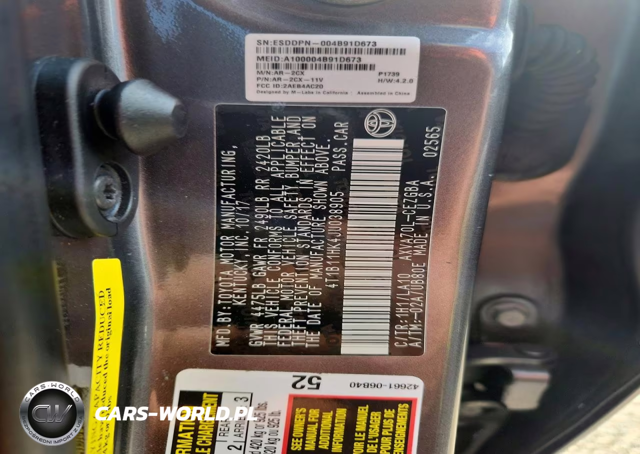 2018 Toyota Camry Xle VIN:4T1B11HK4JU038905 - 13