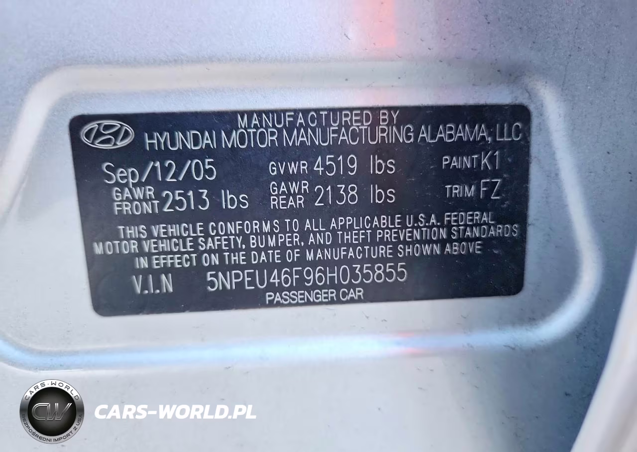 2006 Hyundai Sonata Gls V6 VIN:5NPEU46F96H035855 - 12